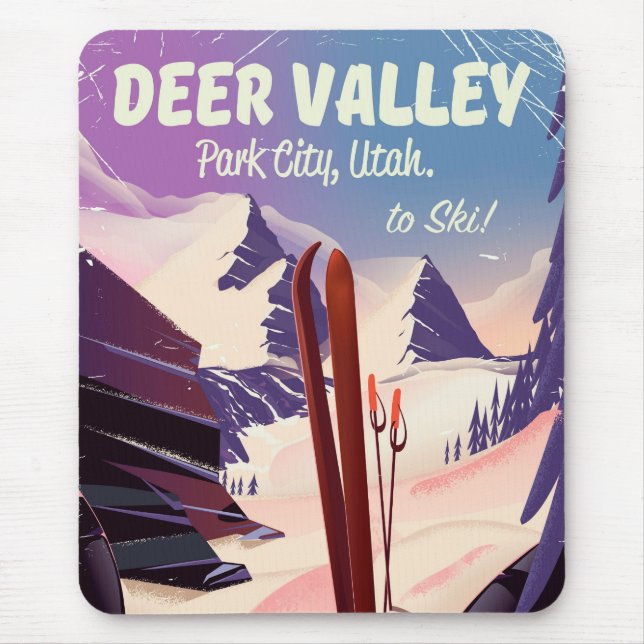 Tapis De Souris Deer Valley, Park City, Utah, affiche de voyage de (Devant)
