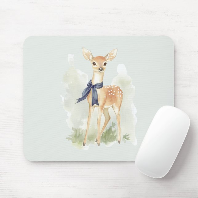 Tapis De Souris Deer with Blue Bow (Avec souris)