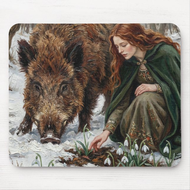 Tapis De Souris Déesse celtique & Sanglier (Devant)