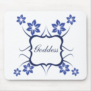 Tapis De Souris Déesse Floral Mousepad, Bleu Vibrant