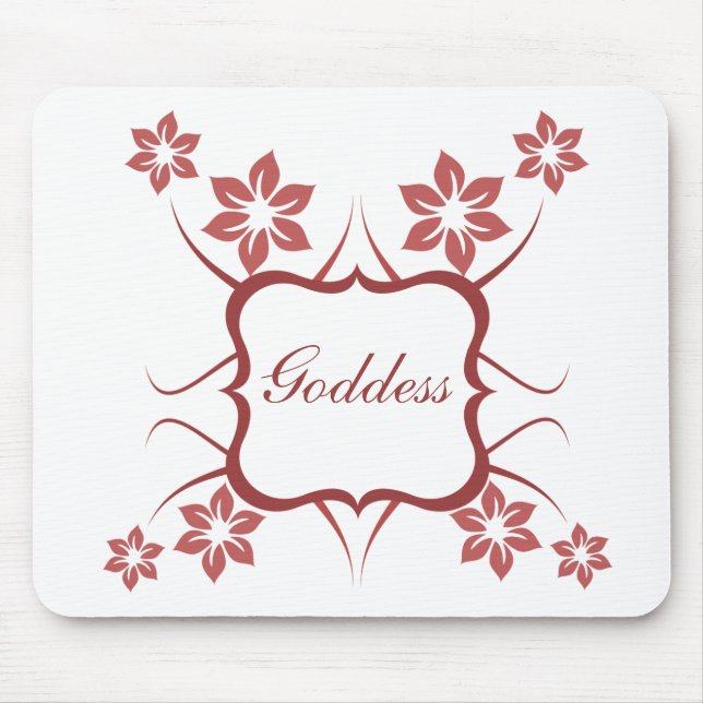 Tapis De Souris Déesse Floral Mousepad, Rouge brique (Devant)