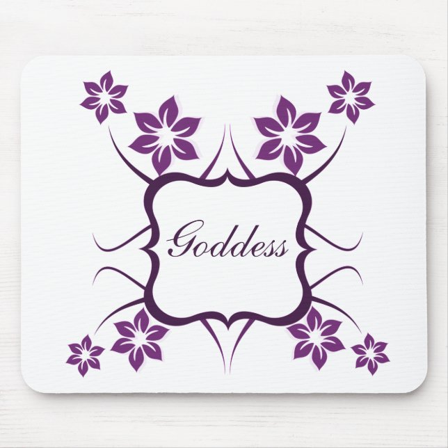 Tapis De Souris Déesse Floral Mousepad, Violet foncé (Devant)