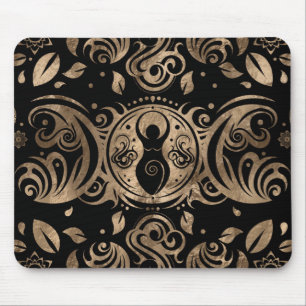 Tapis De Souris Déesse triple lune or et noir