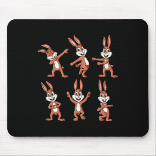 Tapis De Souris Défi de danse des lapins dansant le jour de Pâques