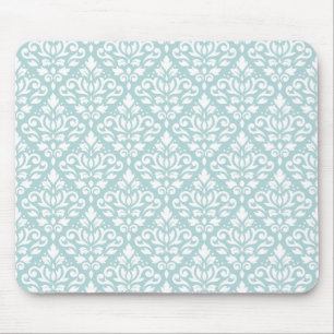 Tapis De Souris Défiler Damas Rpt Ptn Blanc sur Bleu d'oeuf de can