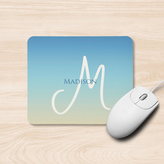 Tapis De Souris Dégradé de plage Monogramme  (Créateur téléchargé)