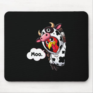 Tapis De Souris Déguisement de dinde de vache Moo drôle Thanksgivi