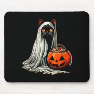 Tapis De Souris Déguisement de fantôme de chat noir Halloween Citr