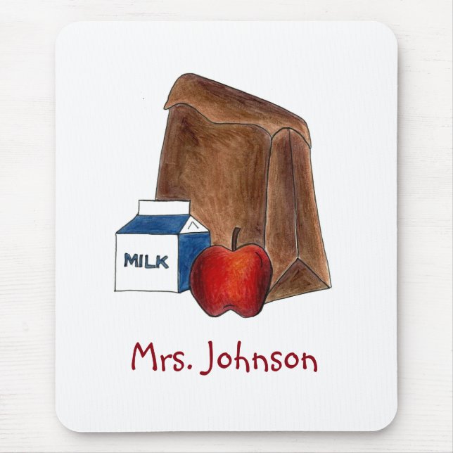 Tapis De Souris Déjeuner d'école - Cadeau personnalisé de l'enseig (Devant)