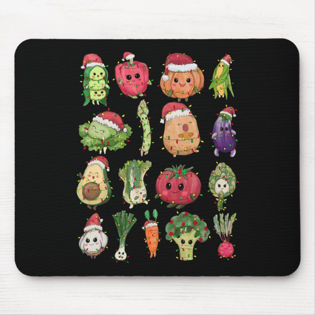 Tapis De Souris Déjeuner Lady Cuisine végétale Noël Arbre de Noël  (Devant)