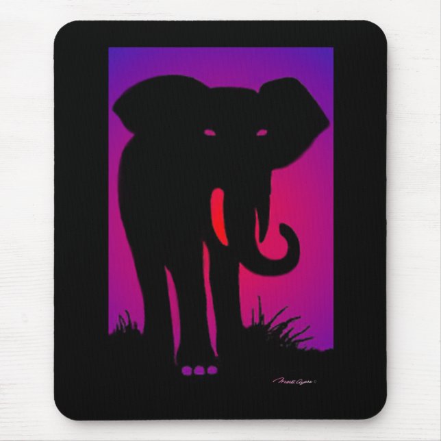Tapis de souris d'éléphant observé par rose (Devant)
