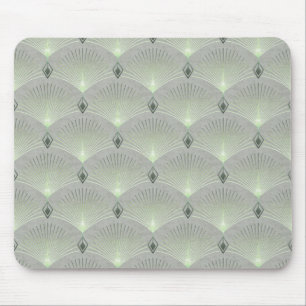 Tapis De Souris Délicat vert et gris, art déco.