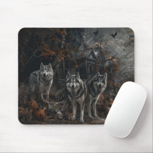 Tapis De Souris Délice de nuit d'Halloween pour malamute d'Alaska