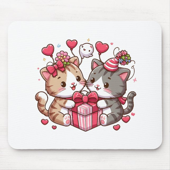 Tapis De Souris Délices de dessins animés de la Saint-Valentin (Devant)