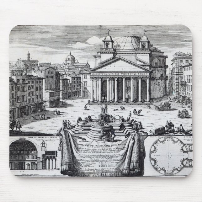 Tapis De Souris Della Rotonda de Piazza avec une vue de Panthéon (Devant)