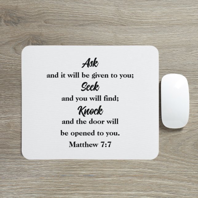 Tapis De Souris Demander Knock Matthieu 7:7 Verse de la Bible (Créateur téléchargé)