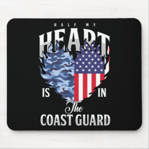 Tapis De Souris Demi Mon Coeur En Garde Côtière USA Drapeau Marine