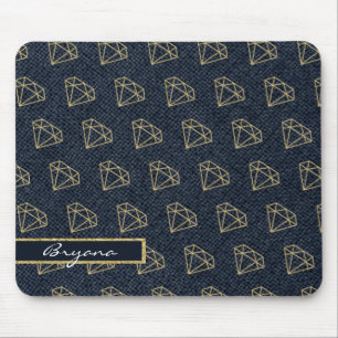 Tapis De Souris Denim & Diamonds Gold & Blue Glam Computer