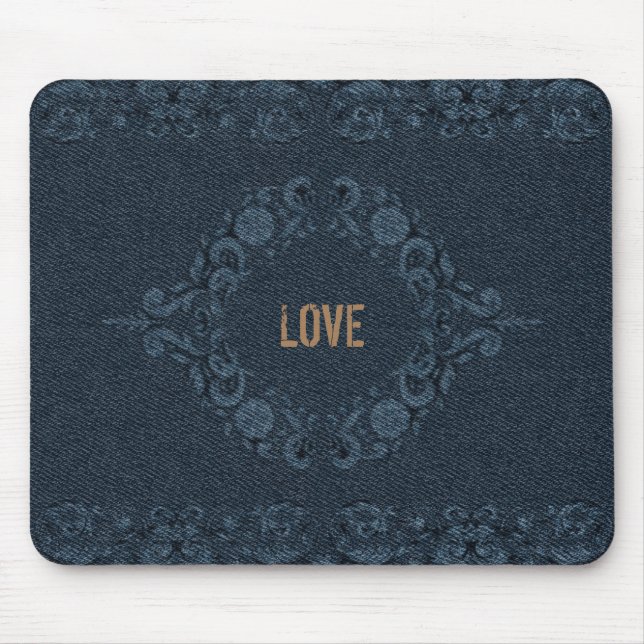 Tapis De Souris Denim unique - Jeans style Abstrait (Devant)