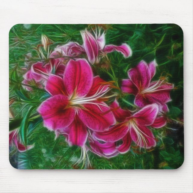 Tapis De Souris Denman Island Lilies Floral Peinture Art (Devant)