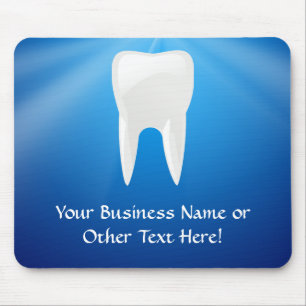 Tapis De Souris Dent blanche sur l'arrière - plan bleu