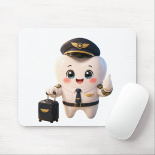 Tapis de souris dent de pilote mignon, cadeau d'av