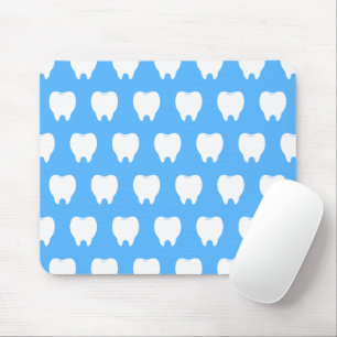 Tapis De Souris Dent simple blanche avec motif bleu clair – Propre