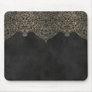 Tapis De Souris Dentelle d'or en noir