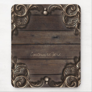 Tapis De Souris Dentelle et bois sombre Rustique Vintage Glam occi