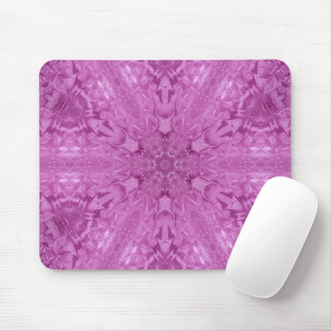 Tapis De Souris Dentelle féminine rose Kaleidoscope Flocon de neig (Avec souris)