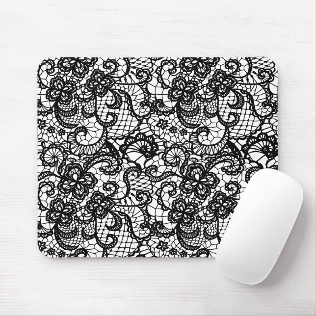 Tapis De Souris Dentelle noire en blanc (Avec souris)
