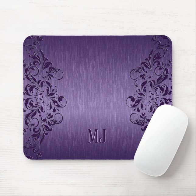 Tapis De Souris Dentelle violette en aluminium brossé métallisé vi (Avec souris)