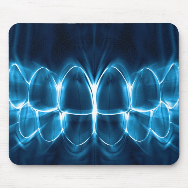 Tapis De Souris Dentist Blue Glowing Teeth Smile Mousepad (Devant)