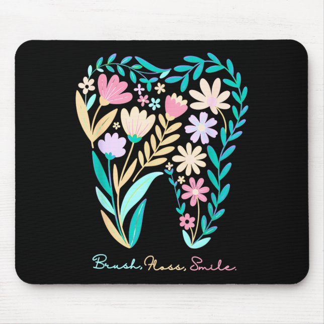 Tapis De Souris Dentiste Étudiant Dentaire Fleur Florale Boho (Devant)