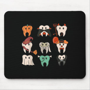 Tapis De Souris Dents d'Halloween Citation de dentiste Éffrayante