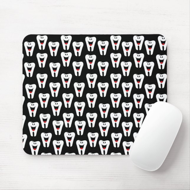 Tapis De Souris Dents Sourires, Dentiste Souris Noir ! Tapis de so (Avec souris)