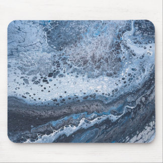 Tapis De Souris Dérive océanique bleu et gris abstrait