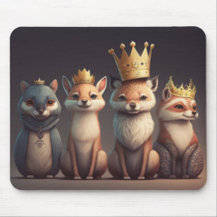 Tapis De Souris Des animaux sauvages portant des couronnes