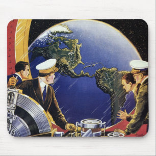 Tapis De Souris Des astronautes de science-fiction vintages orbite