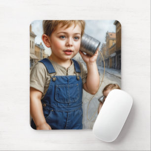 Tapis De Souris Des enfants jouant avec un téléphone en boite de c