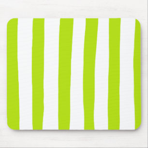 Tapis De Souris Des rayures inégales dans la chaux Vert et Blanc
