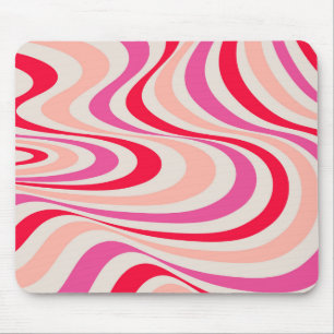 Tapis De Souris Design abstrait à tourbillon rose, rouge et gris