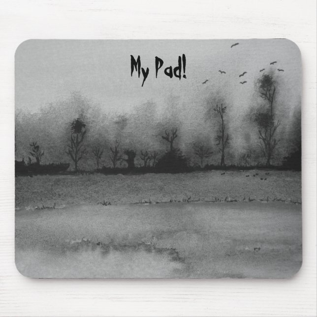 Tapis De Souris design abstrait contemporain noir et Mousepad (Devant)