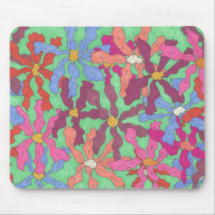Tapis De Souris Design Boho Motif à fleurs rétro