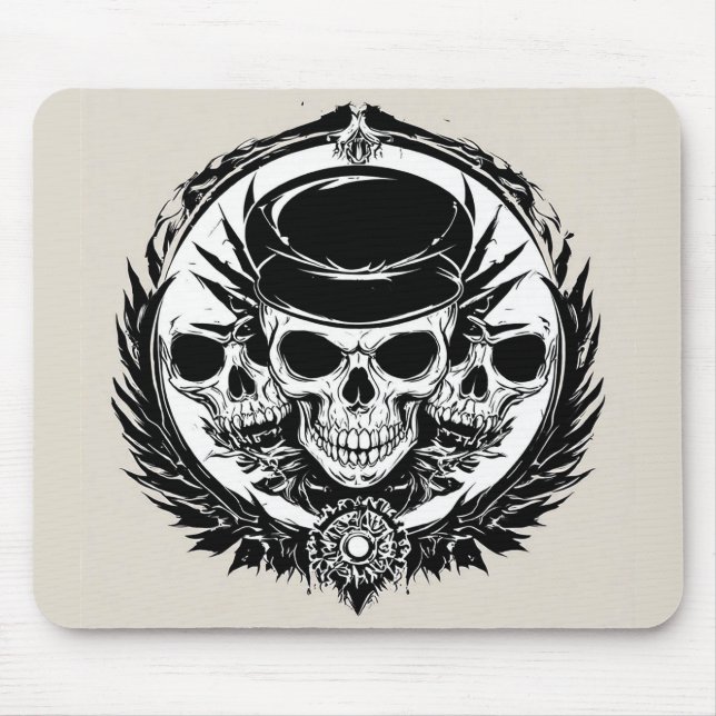 Tapis De Souris Design crâne avec ailes et symboles (Devant)