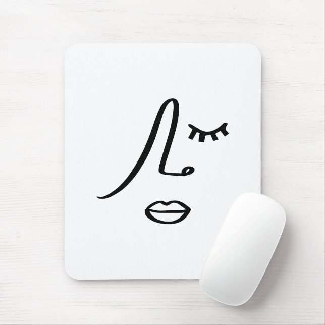 Tapis De Souris Design d'art moderne de visage abstrait minimalist (Avec souris)