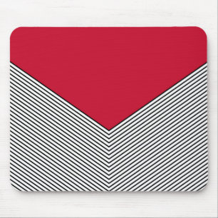 Tapis De Souris Design de chevrons noir et blanc et triangle rouge