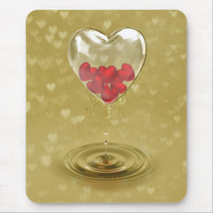 Tapis De Souris Design de coeur en verre romantique