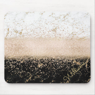 Tapis De Souris Design élégant en marbre de confetti rose en or