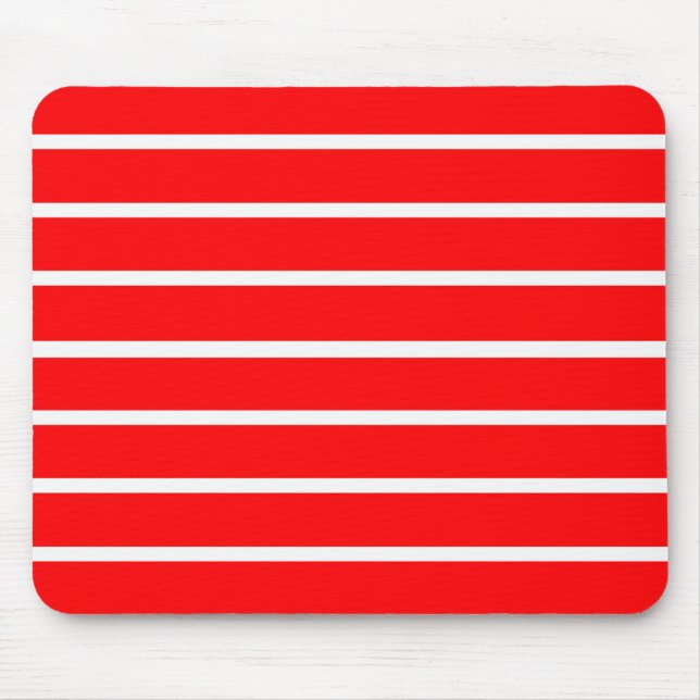 Tapis De Souris Design en bandes rouge et blanc (Devant)